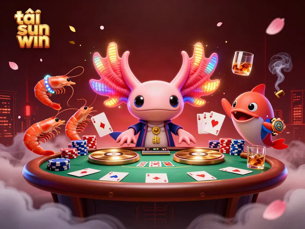 Tải sun win and enjoy vibrant casino nightlife with neon characters and interactive elements.