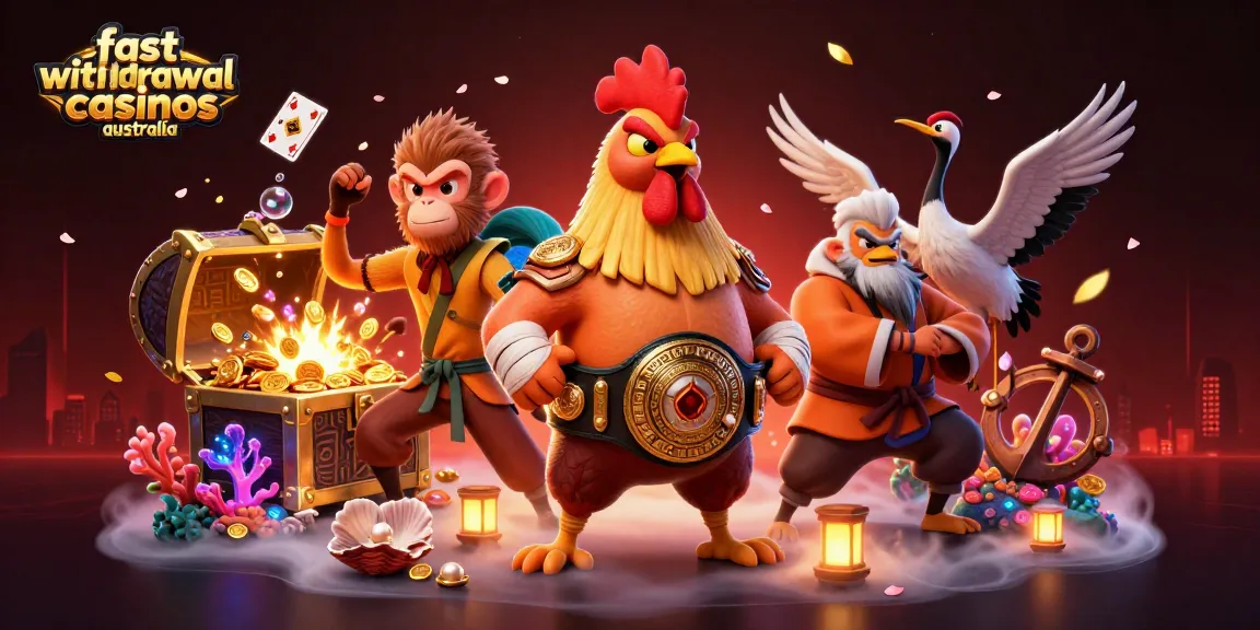 Experience fast withdrawal casinos australia with vibrant casino characters and gaming elements.