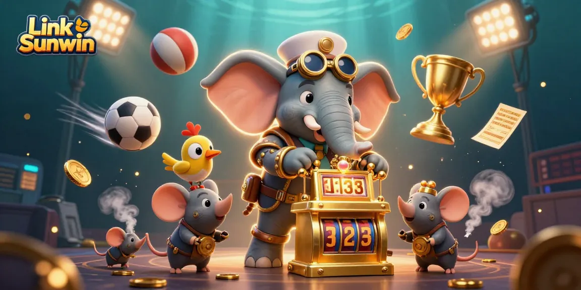Experience thrilling gaming action at Link Sunwin with a steampunk twist in this vibrant 3D illustration.